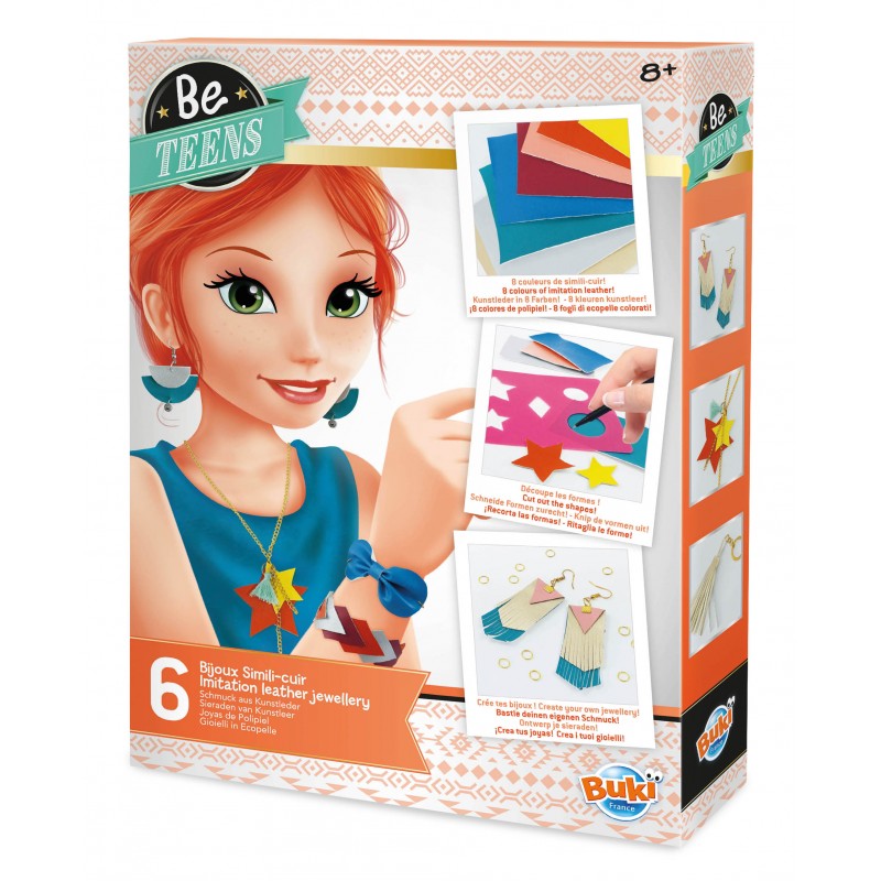 Set creativ, Buki France, Bijuterii Faux Piele DIY, 6 Bijuterii