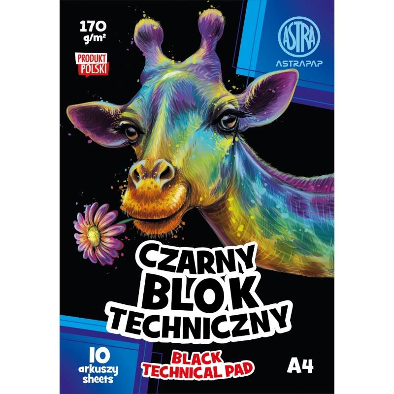 Bloc tehnic, Astra, A4 Black 170g, 10 coli