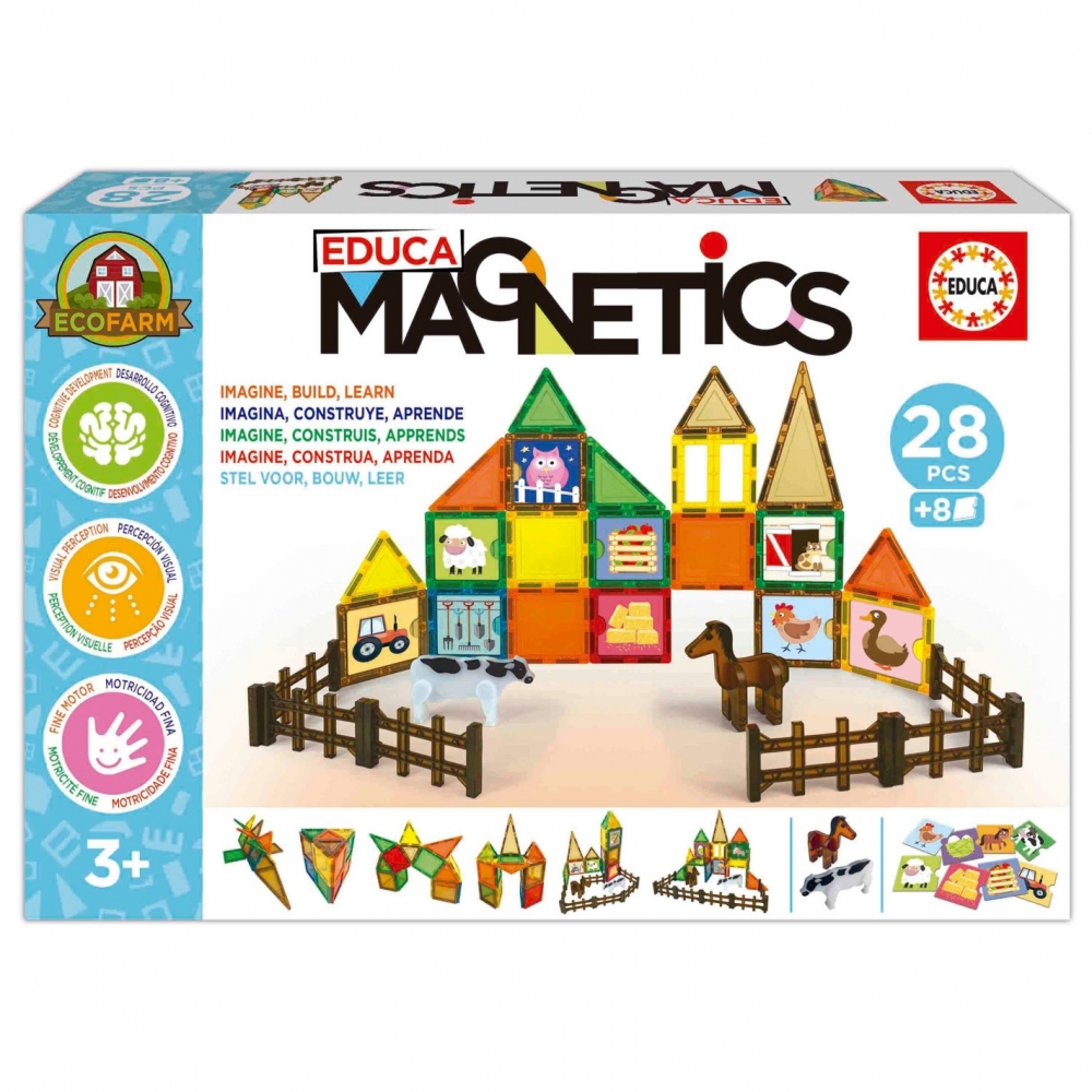 Constructor magnetic, Educa, Eco Farm, 28 de piese