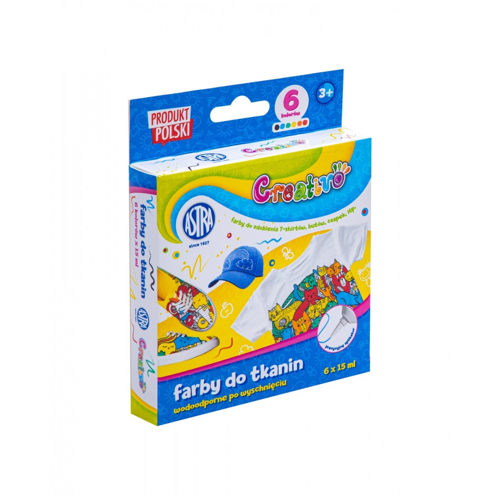 Set vopsele gel pentru textile, Astra, Creativo, 5 x 15 ml, Multicolor