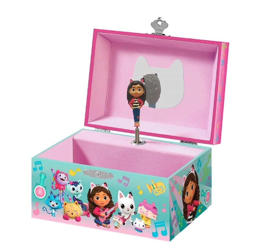 Cutie muzicala pentru bijuterii cu figurina Gabby Dollhouse si oglinda