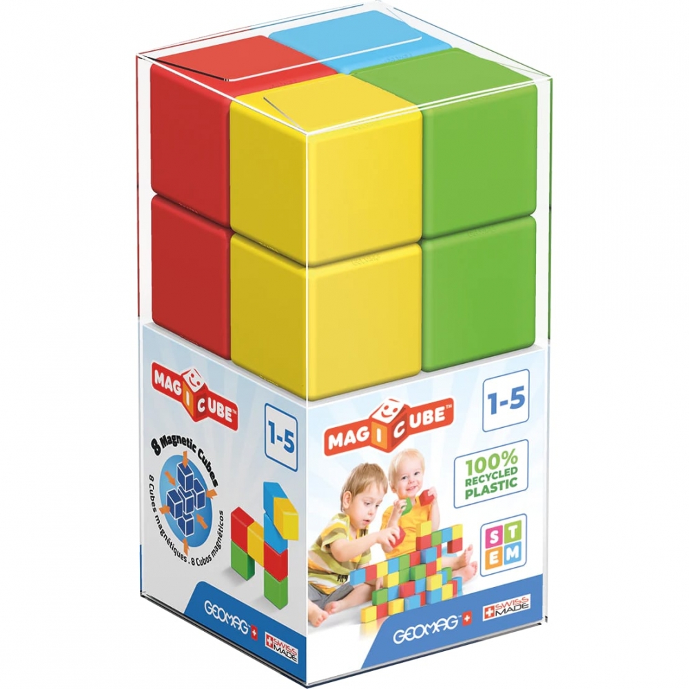 Set 8xCuburi constructie, Geomag, Multicolor, 1+