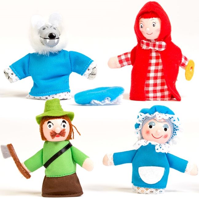 Set marionete cu degete 11 cm, Eurekakids, Scufita Rosie, 4 piese