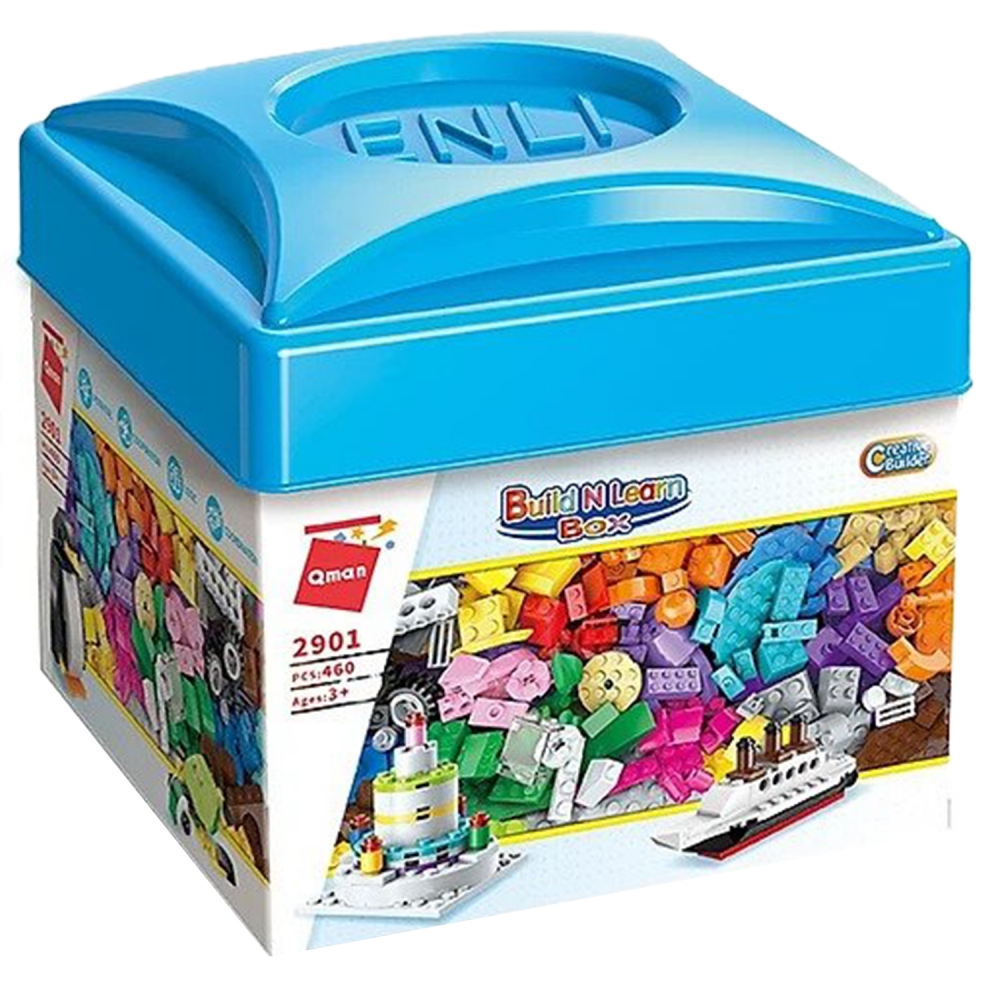 Set constructor, Qman, Blocuri de constructie intr-o cutie, Build N Learn, 460 piese