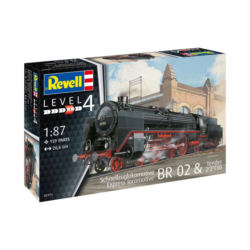 Macheta de construit Revell German Express Locomotive BR02&Tender 2&prime;2&prime;T30 1:87 REV 02171