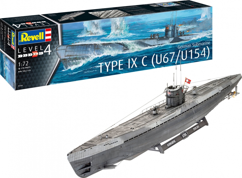 Model de asamblat, Revell, Submarin german Type IXC U67/U, 170 piese