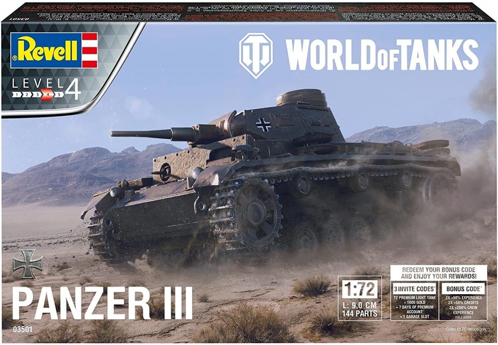 Vehicule militare de construit, Revell, World of Tanks, Pz.Kpfw. III Ausf. L, 144 piese