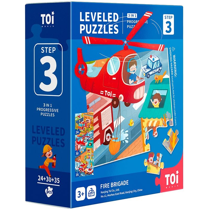 Puzzle Toi World, Pompieri, 3 in 1, 256 piese