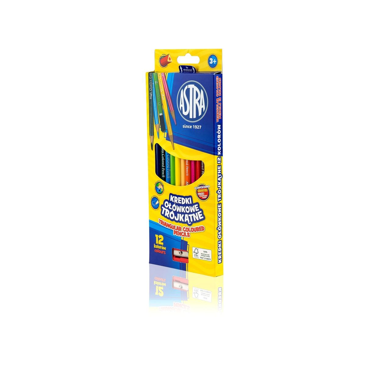 Colored pencils triangular 12 colors + sharpener