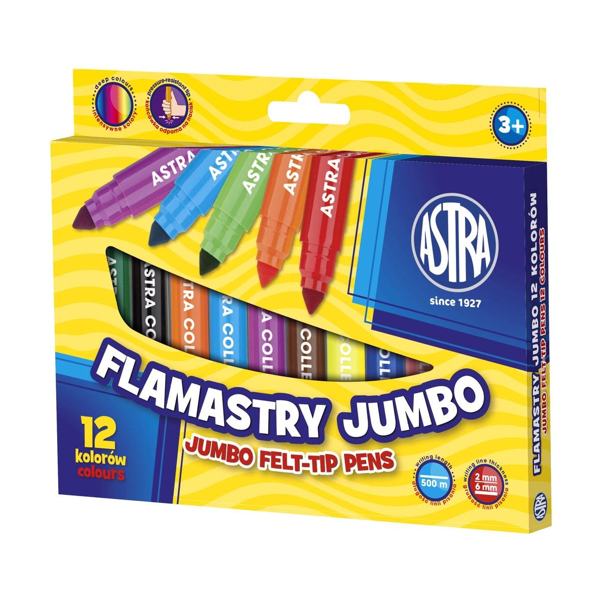 Комплект флумастери, Astra, Jumbo, 12 цвята