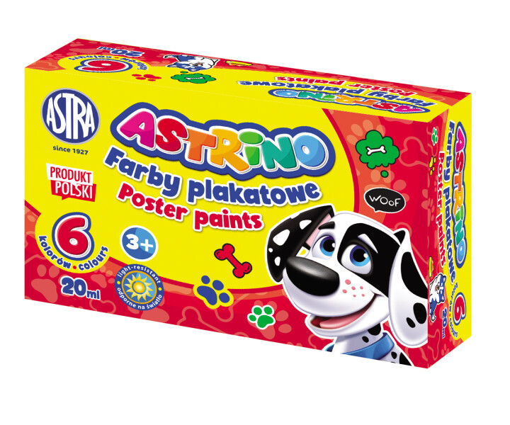 Vopsele tempera, Astra, Astrino, 6 culori, 20 ml.