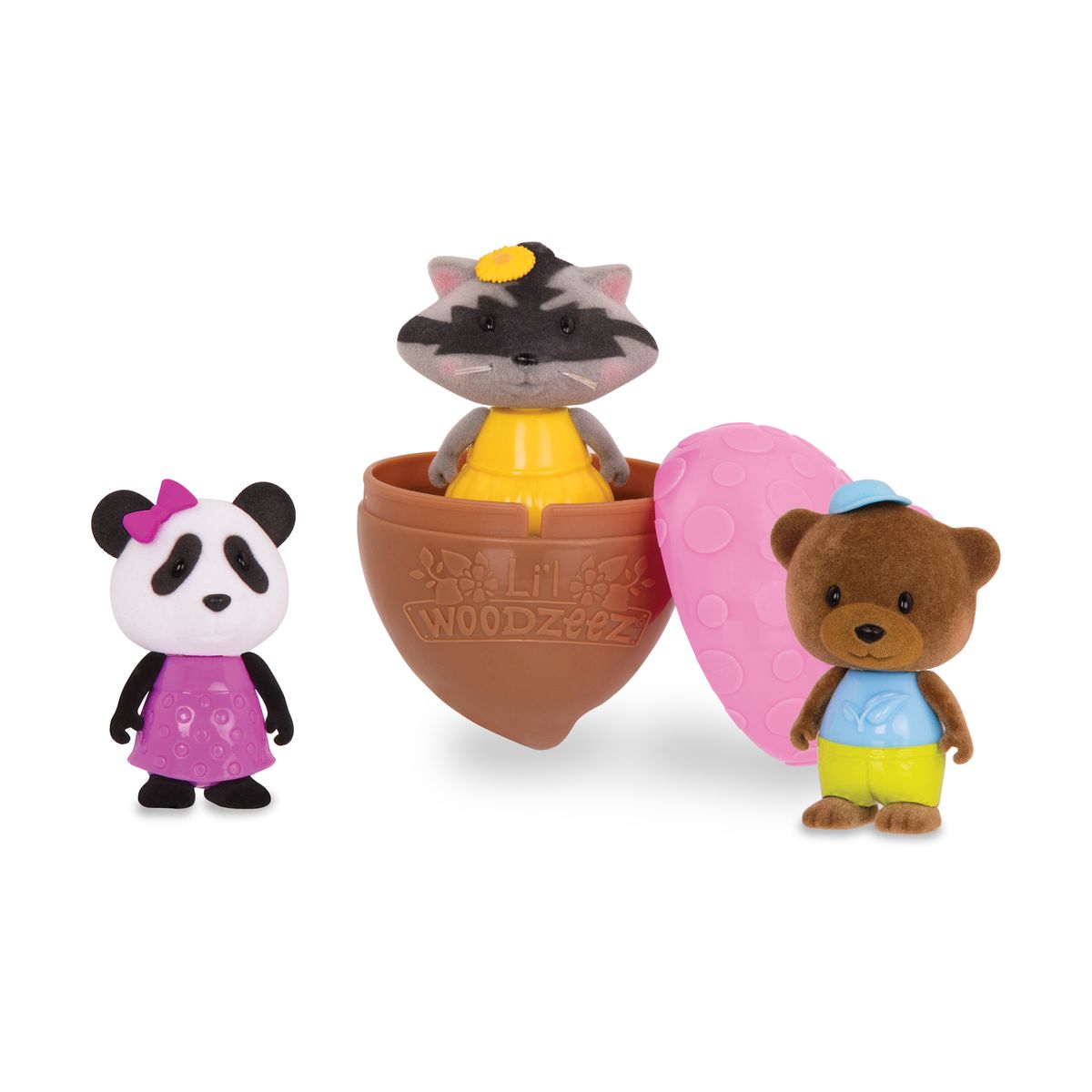Set de figurine, Battat, Li′l Woodzeez, Trei figurine și o ghindă
