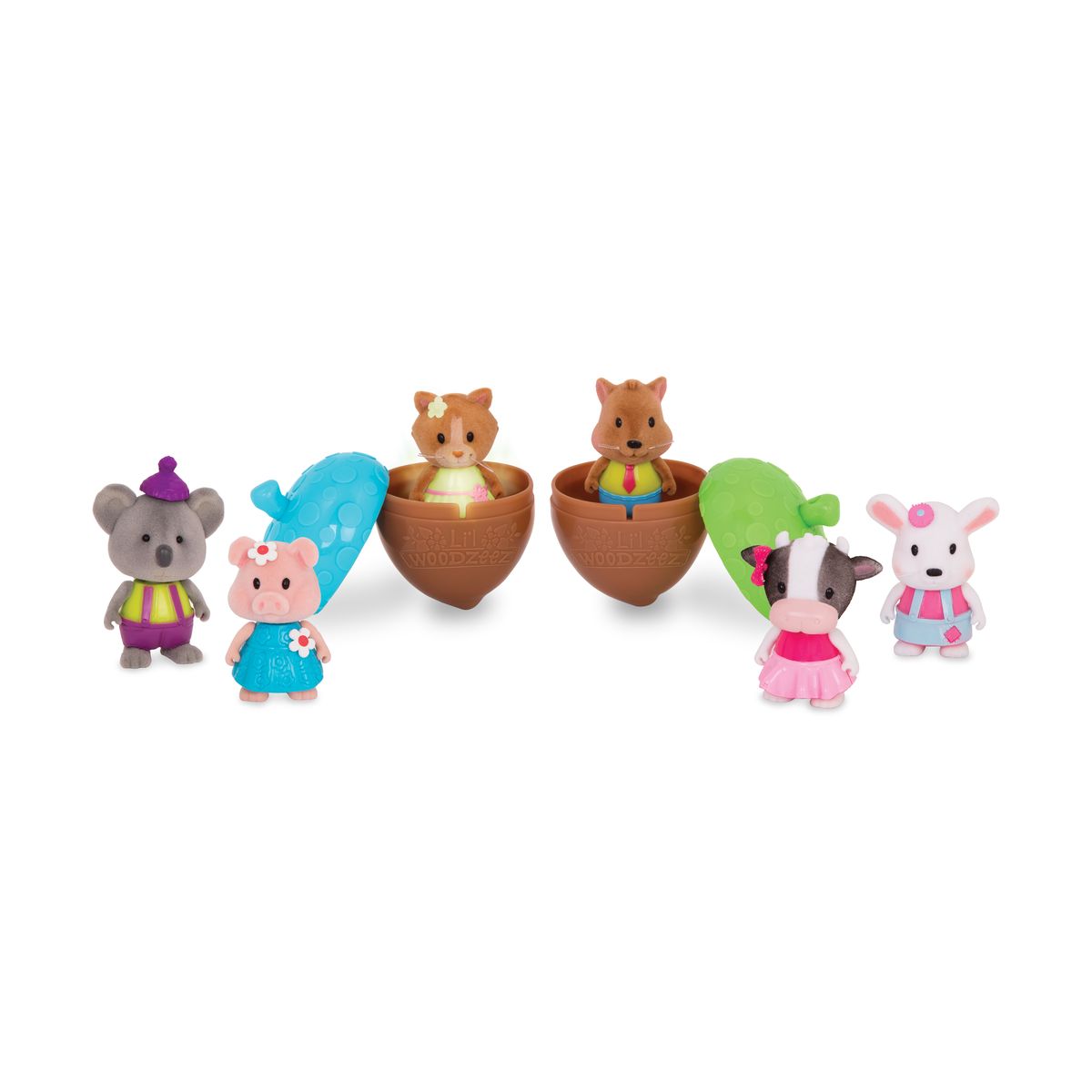 Figure set, Battat, Li′l Woodzeez, Four figures and two acorns