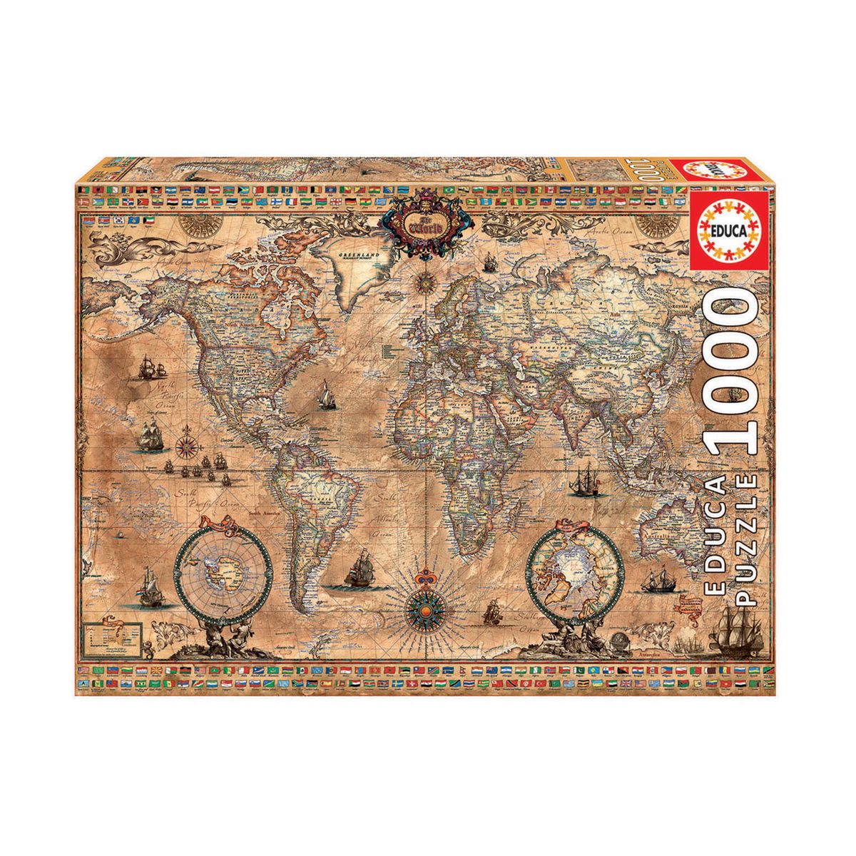 Puzzle Educa, Antique World Map, 1000 piese