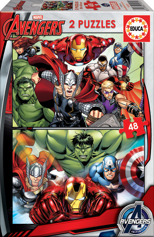 Puzzle, Educa, Avengers 2 în 1, 2x48 piese