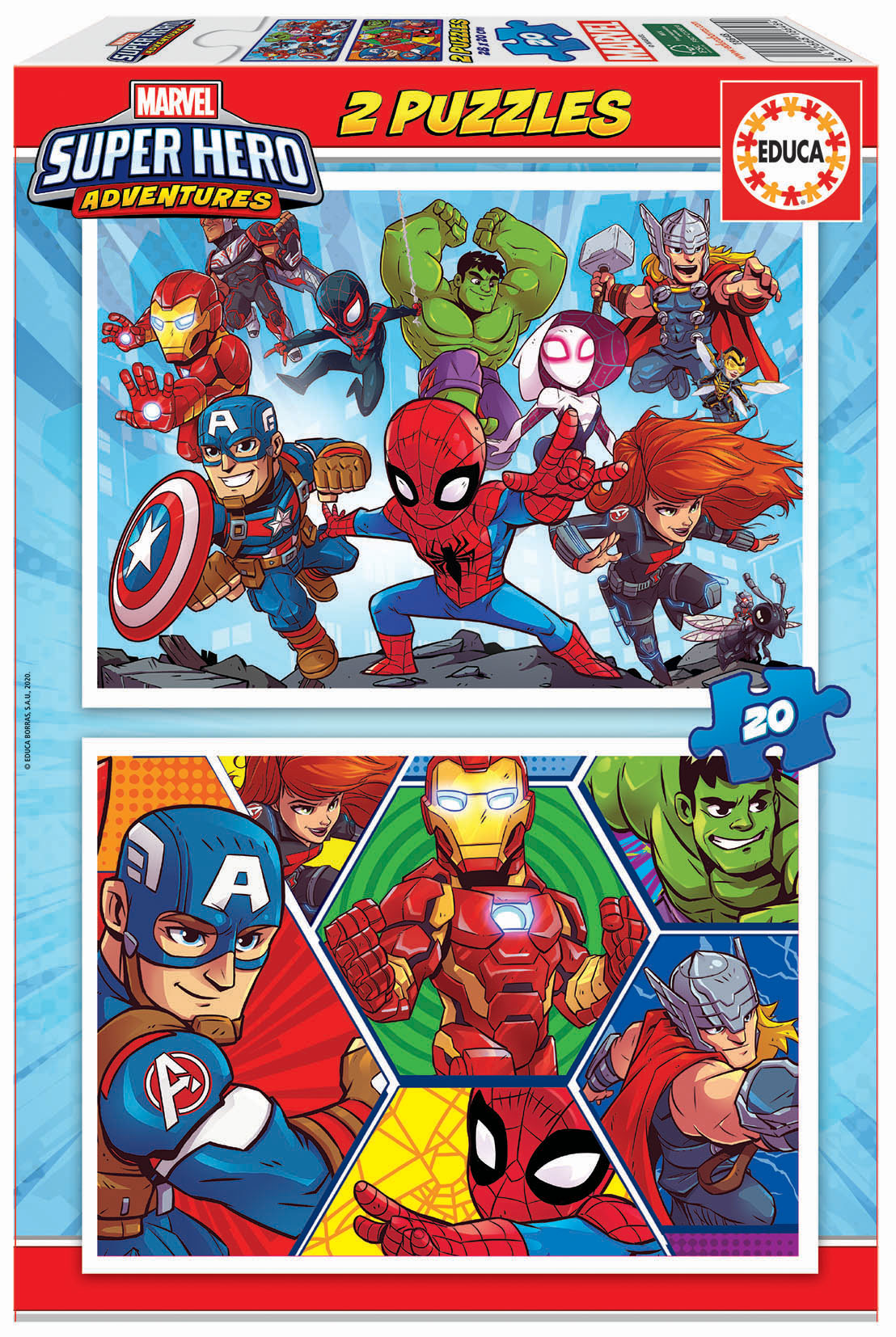 Puzzle, Educa, Marvel Superheroes 2 in 1, 2x20 pieces