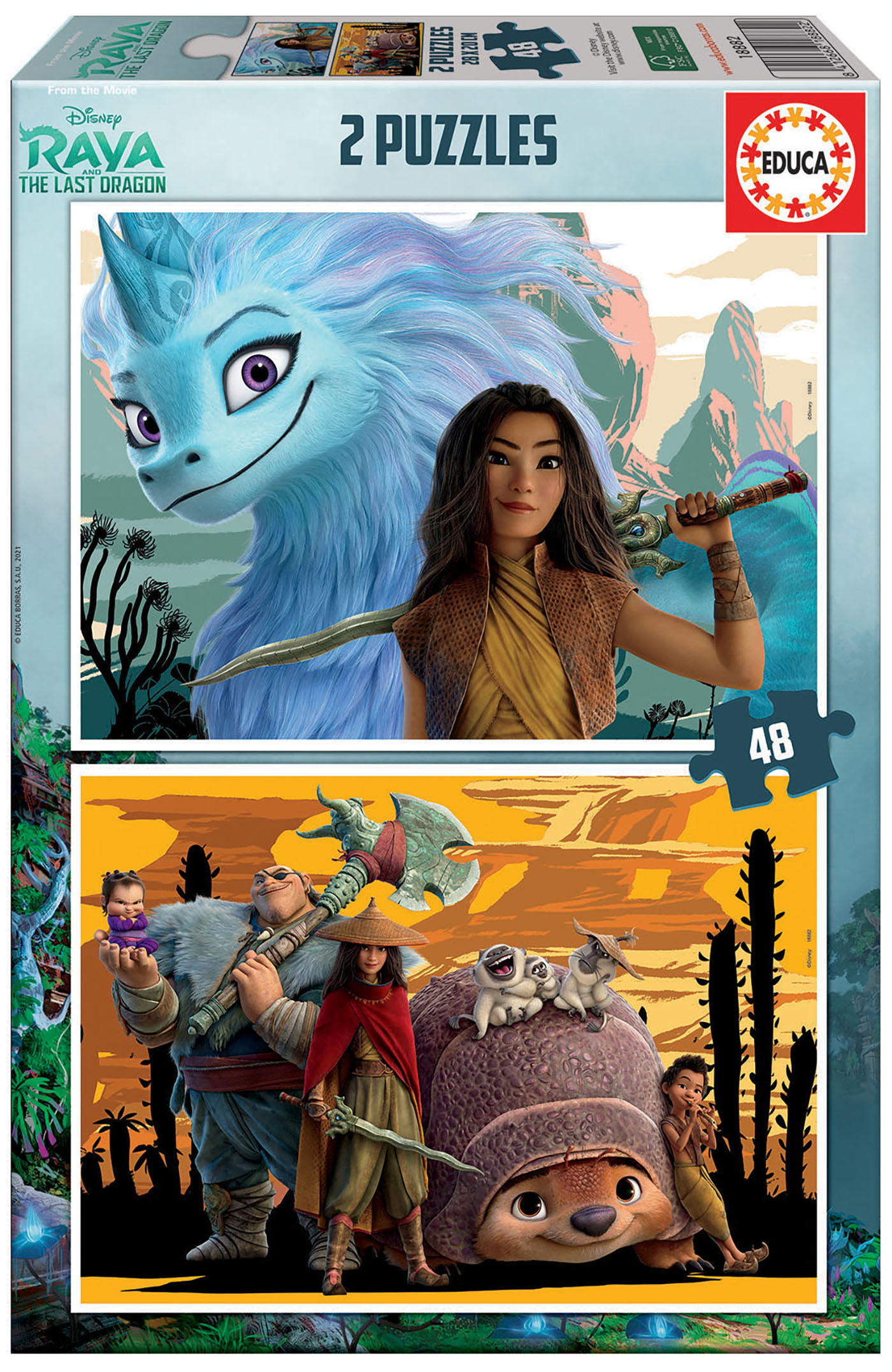 Puzzle, Educa, Disney, Raya and the Last Dragon 2 in 1, 2 x 48 pieces