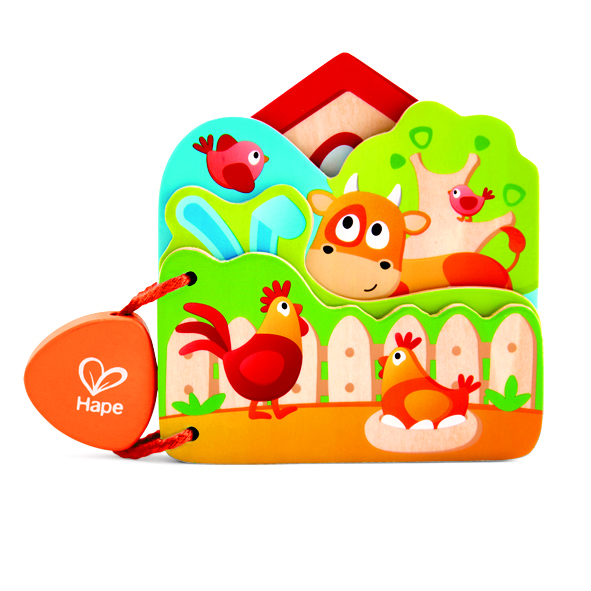 Baby wooden book, Hape, Farm animals