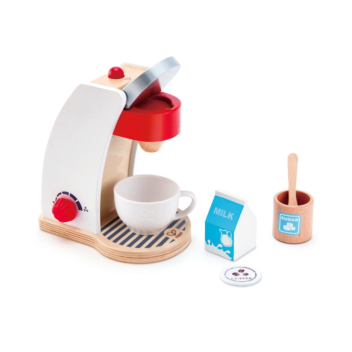 Play set, Hape, Wooden coffee maker, 6 pieces