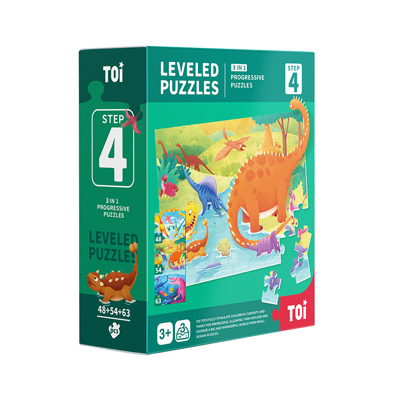 Puzzle Dinosaurus Level 4, Toi World, Multicolor
